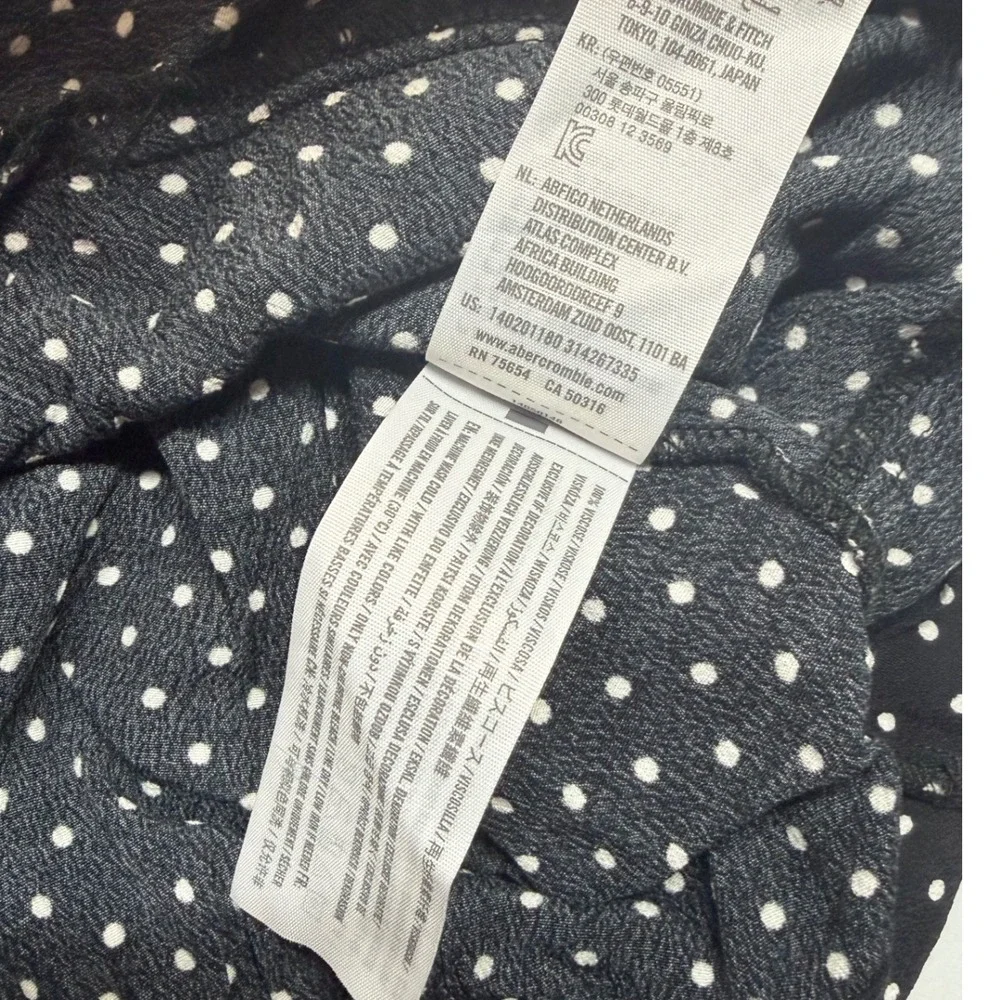 A&F Womens‎ XL Black Polka Dot Knot Button Up Blouse Top Retro Office Business - Picture 7 of 8